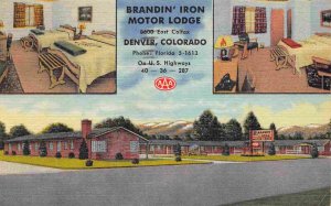 Brandin' Iron Motor Lodge E Colfax US 40 36 Denver Colorado 1961 linen postcard