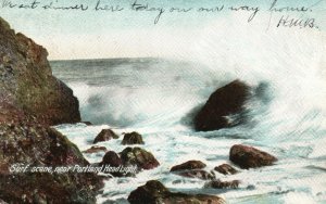Vintage Postcard 1906 Surf Scene near Portland Head Light Pub. Hugh C. Leighton
