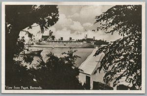 STEAMSHIP AT PAGET BERMUDA VINTAGE REAL PHOTO POSTCARD RPPC