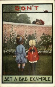 Bernhardt Wall DON'T SET A BAD EXAMPLE Kids See Adults Kissing c1910 Postcard