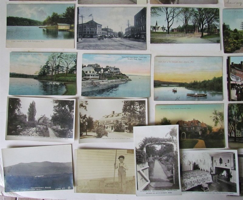 MASSACHUSETTS lot of 48 MA ANTIQUE POSTCARDS w/ SOME RPPCs