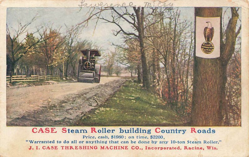 c1909 Case Steam Roller Threshing Machine Co Advertising Patriotic Eagle P192 