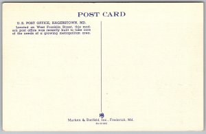 Vtg Hagerstown Maryland MD US Post Office 1930s View Old Linen Card Postcard