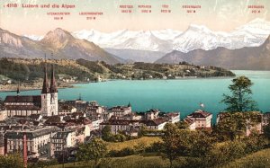 Vintage Postcard 1910's Luzern und die Alpen The Mountains and Lake Views