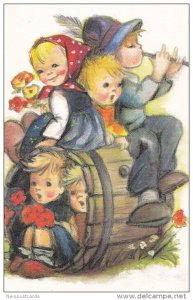 AS: Bonnie, Two Little Boys Inside a Barrel, Two Boys and a Girl Sitting on T...