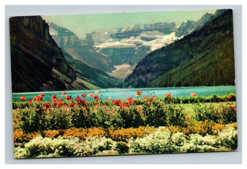 Vintage 1960's Postcard Panoramic View of Lake Louise In Alberta Canada