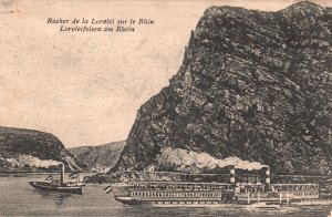 Vintage Postcard Rocher De La Lorelei Sur Le Rhin Loreleifwlsen Am Rhein Boats