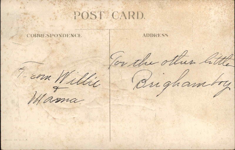 THANKSGIVING Young Pilgrim w Dead Turkey c1910 Postcard