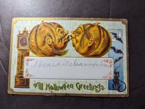 Mint USA Holiday Halloween Postcard All Halloween Greetings Pumpkins