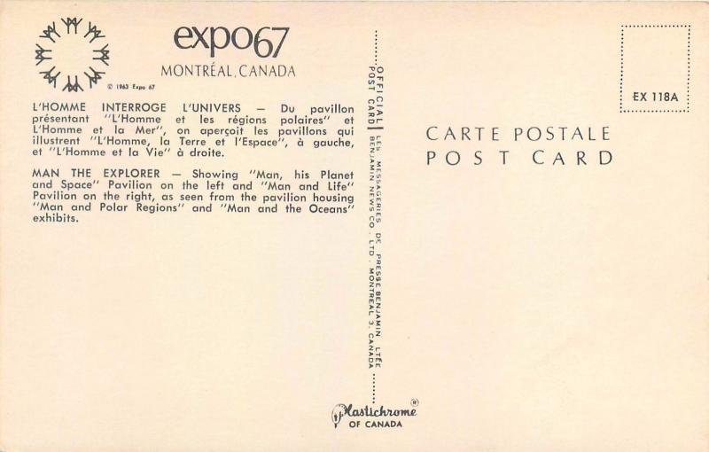 Expo67 Canada Montreal - Man the Explorer