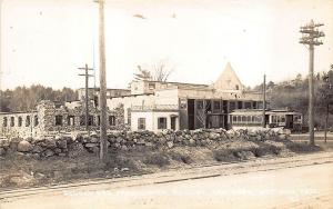 Dedham & Franklin ST. Westwood MA Trolley Barn RPPC Postcard