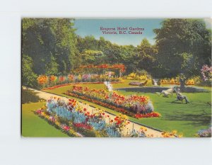 Postcard Empress Hotel Gardens Victoria Canada