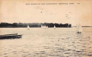 Wakefield Massachusetts Lake Quanapowitt Boat Racing Antique Postcard J75227