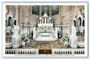 Dayton OH, Main Altar And Marble Sanctuary St. Mary's Catholic Church Postcard