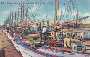 Florida Tarpon Springs Sponge Fleet In Harbor Curteich