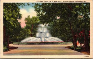 The Fountain in Beautiful Forsyth Park Savannah GA Postcard PC41