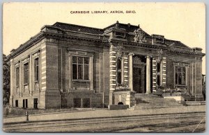 Akron Ohio 1908 Postcard Carnegie Library