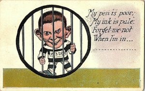 My Pen Is Poor My Ink Is Pale When I'm In Jail Comic Postcard Standard View Card