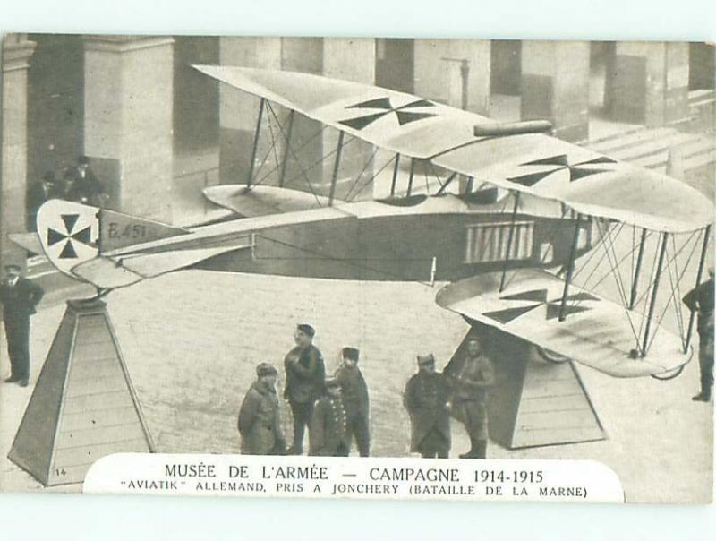 1920's Military WWI GERMAN AIRPLANE AT ARMORY MUSEUM IN PARIS FRANCE AC3650