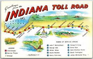 Greetings From The Indiana Toll Road Service Stations Plaza Postcard