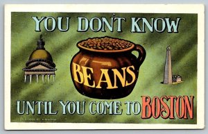 You Don't Know Beans Until You Come to Boston Massachusetts Postcard c1920