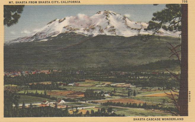 Mt Shasta from Shasta City CA, California - Shasta Cascade Wonderland - Linen