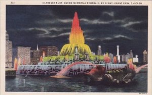 Illinois Chicago Clearence Buckingham Memorial Fountain By Night Grant Park 1933