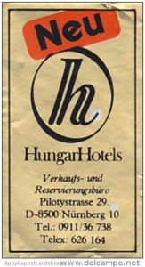 GERMANY NUERNBERG HUNGAR HOTEL VINTAGE LUGGAGE LABEL