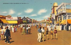 Wildwood By The Sea New Jersey Boardwalk Scene Linen Antique Postcard K14178