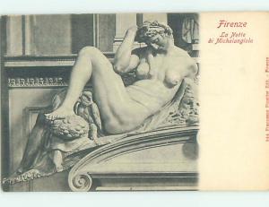 Pre-Linen foreign risque NUDE STATUE BY MICHELANGELO IN FIRENZE ITALY HL8535