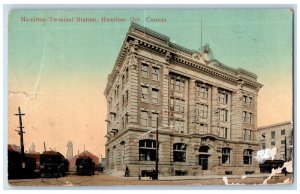 1915 Train Locomotive Hamilton Terminal Station Hamilton Ontario Canada Postcard