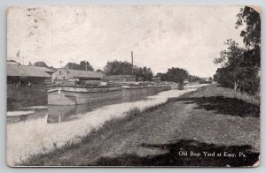 ESPY PA Old Boat Yard Pennsylvania Canal Buildings c1908 To Benton Postcard D2