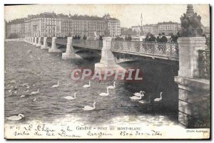 Postcard Old Bridge Geneve Mont Blanc