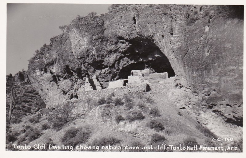 Arizona Tonto Cliff Dwellings Showing Natural Cave and Cliff Real Photo