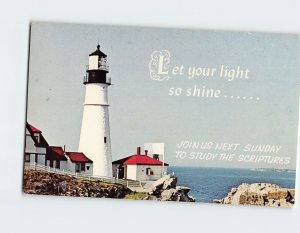 Postcard - Let your light so shine . . . . ., Portland Head Light - Maine