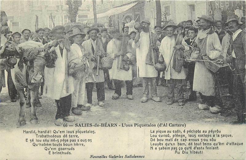 Cartes d`autrefois France Salies de Bearn l`ous Piquetalos d`AlCartero folk type
