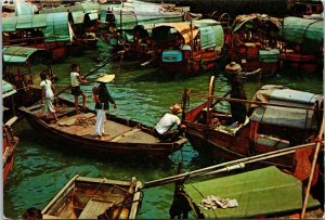 A Floating Village in Aberdeen Hong Kong Postcard
