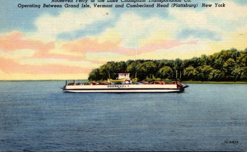 New York Plattsburg Lake Champlain Transportation Company Roosevelt Ferry Cur...