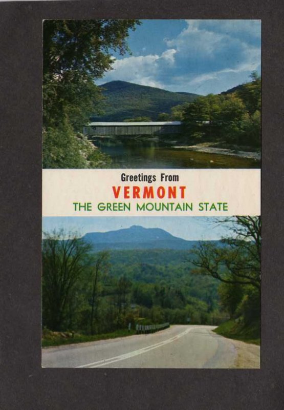 VT Greetings From Vermont Scott Covered Bridge Route 2 nr Burlington Postcard