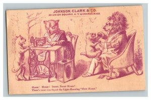 Vintage 1880's Victorian Trade Card Johnson Clark & Co Quiet Sewing Machines