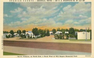 Amarillo Texas Spanish Courts roadside McCormick Teich linen Postcard 21-11340