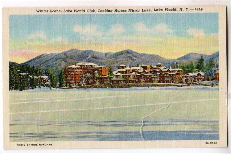 NY - Lake Placid. Winter Scene, Lake Placid Club, Mirror Lake