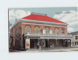 Postcard Town Hall, Perry, New York