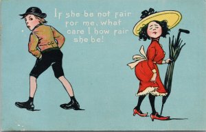 Man Woman 'She Be Not Fair For Me What Care I How Fair She Be' Tuck Postcard G60