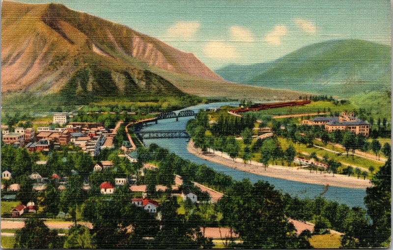 Vtg 1930s Colorado River at Glenwood Springs Red Mountain Colorado CO Postcard
