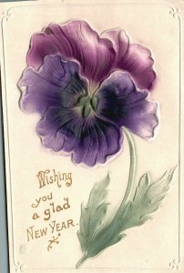 Vintage Postcard 1910's Wishing You A Glad New Year Holiday Greeting