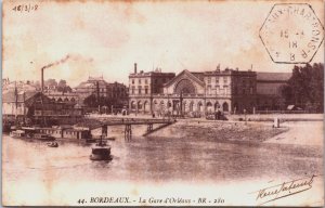 France Bordeaux La Gare d'Orleans Vintage Postcard C078