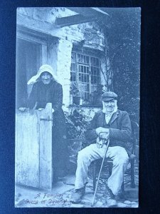 Devon OLD GENT & LADY - A FAMILIAR SCENE IN DEVONSHIRE c1907 Postcard by Frith