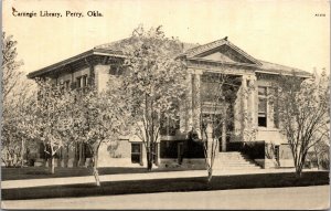 Postcard Carnegie Library in Perry, Oklahoma