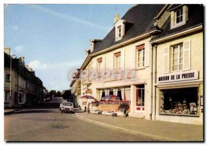 Postcard Modern Aunay sur Odon Caen Street Press House Hotel Restaurant St. M...